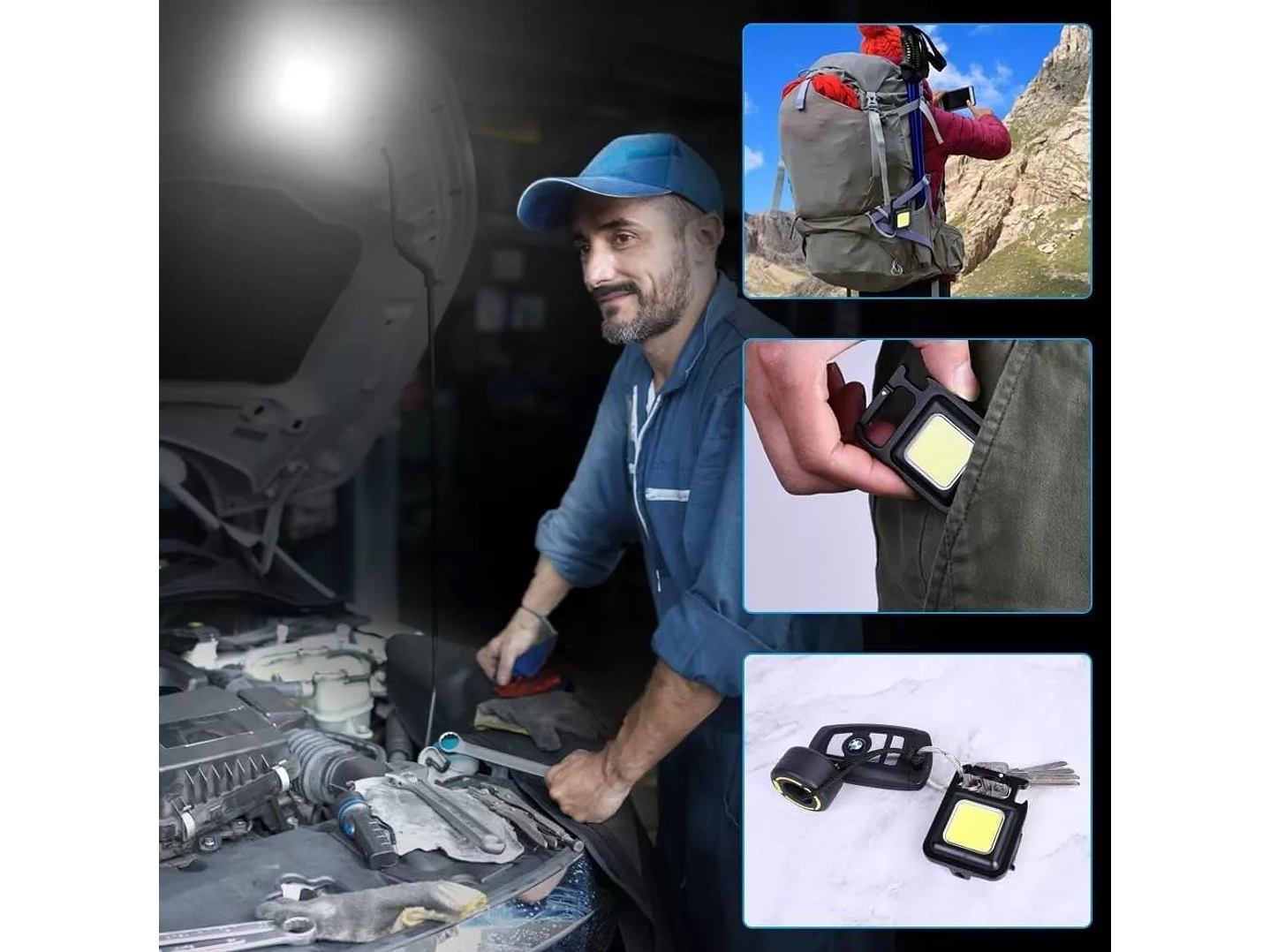 Mini Linterna Llavero Led Cob Recargable Con gancho e Imán  3