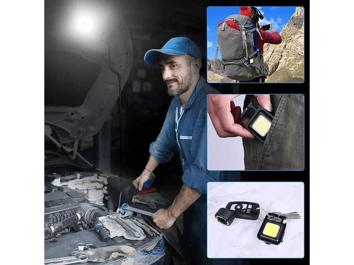 Mini Linterna Llavero Led Cob Recargable Con gancho e Imán  3