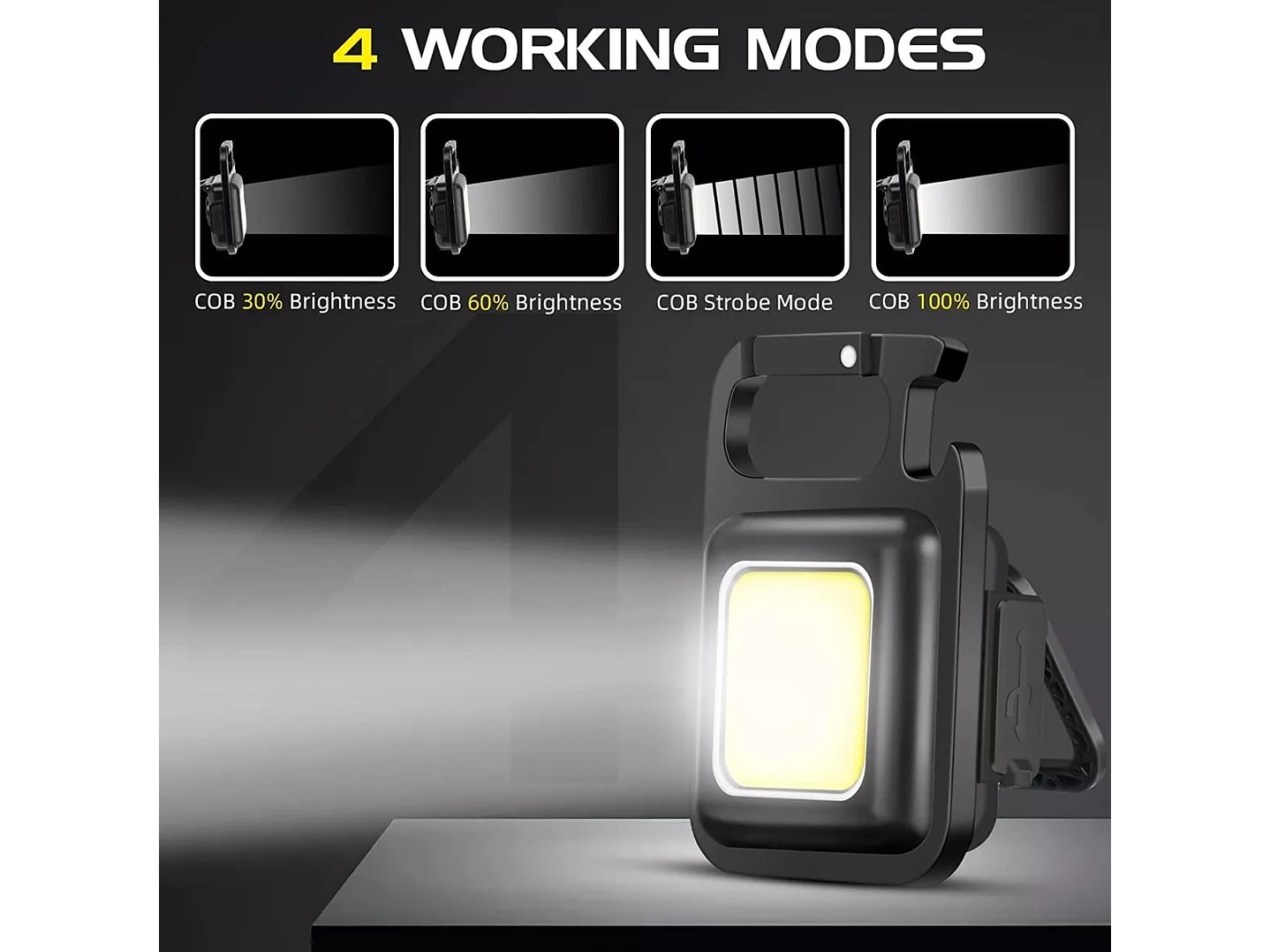 Mini Linterna Llavero Led Cob Recargable Con gancho e Imán  4