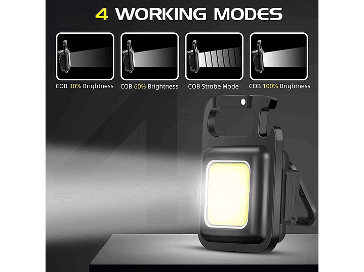 Mini Linterna Llavero Led Cob Recargable Con gancho e Imán  4