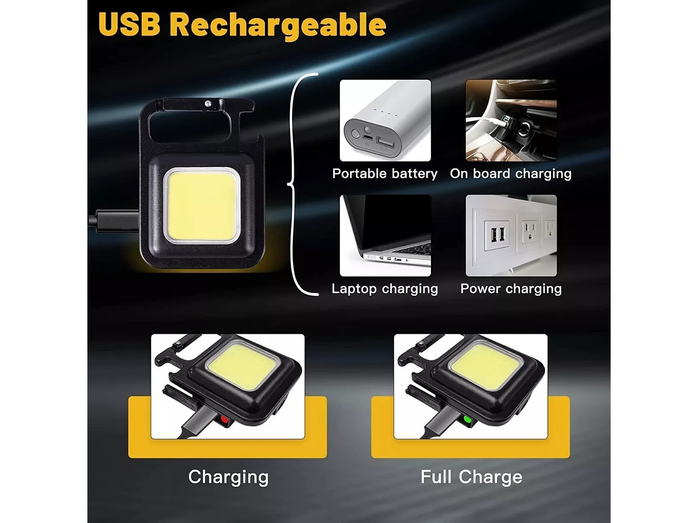 Mini Linterna Llavero Led Cob Recargable Con gancho e Imán  5