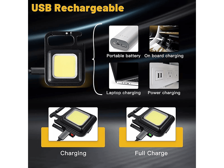 Mini Linterna Llavero Led Cob Recargable Con gancho e Imán  5