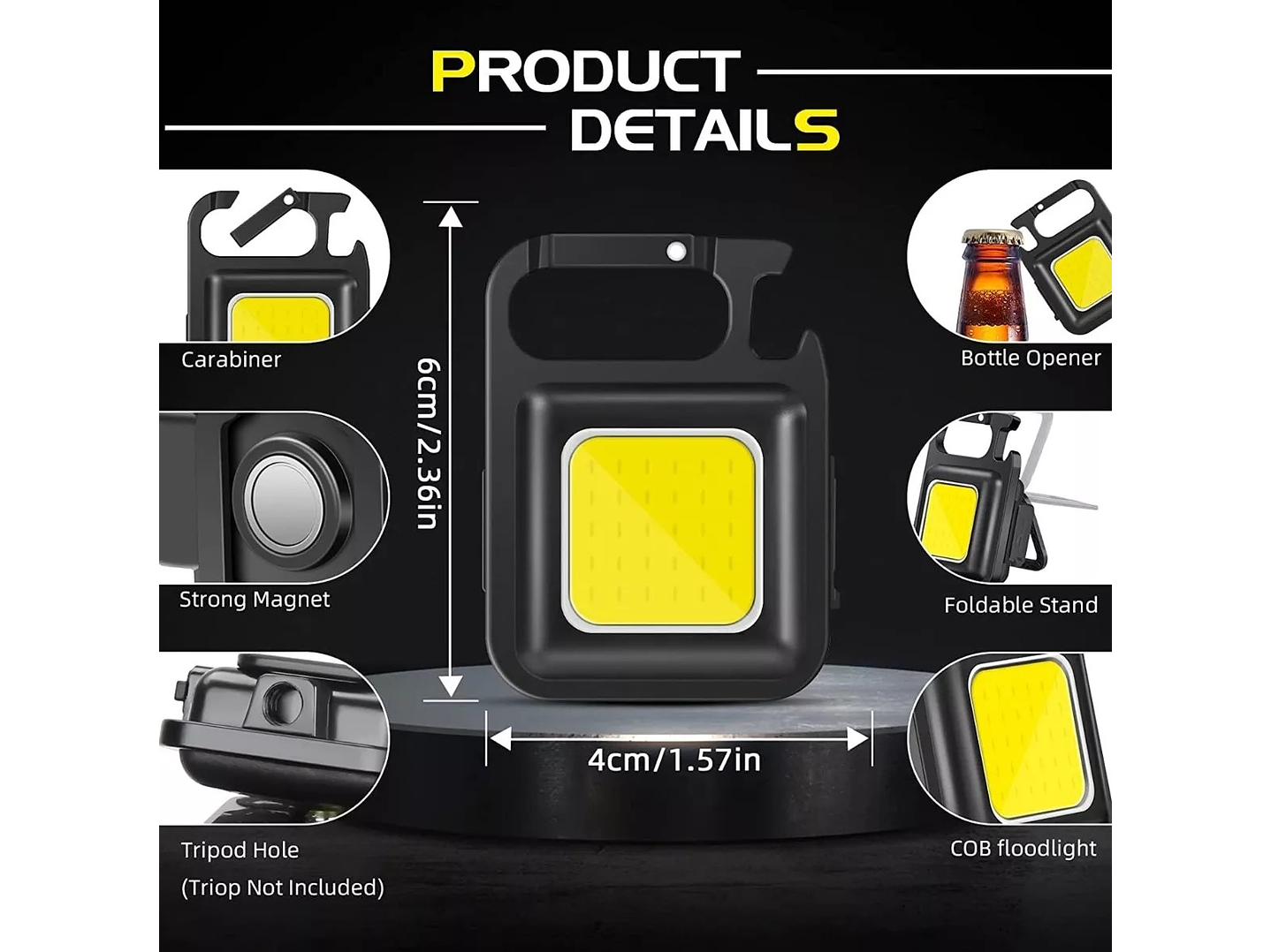 Mini Linterna Llavero Led Cob Recargable Con gancho e Imán  8