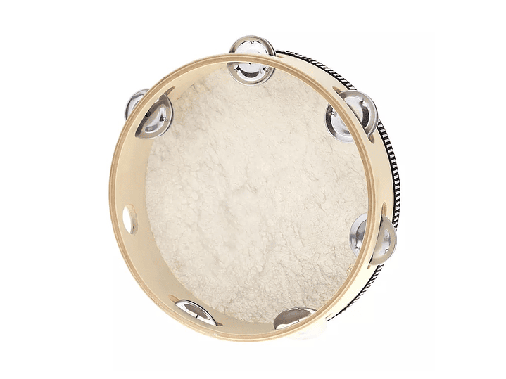 Pandero Madera Con Parche 8 Sonajas Metal 4