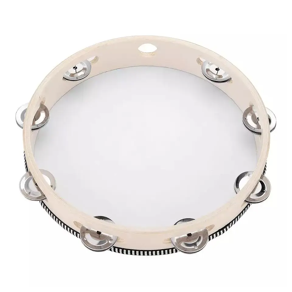 Pandero Madera Con Parche 10 Sonajas Metal 3