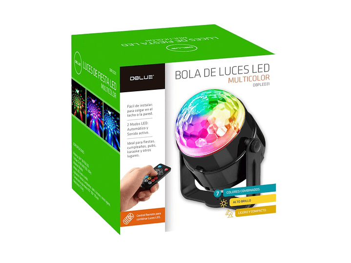 Mini Bola de Luces Led Multicolor Dblue DBPLED31 Rítmica 4