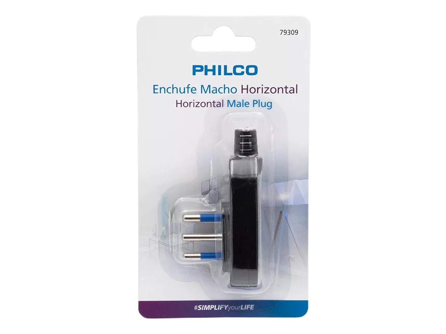 Enchufe Macho Horizontal Philco 2P+T Negro 79309 4