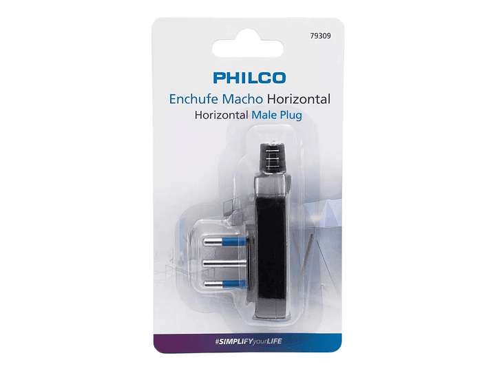 Enchufe Macho Horizontal Philco 2P+T Negro 79309 4