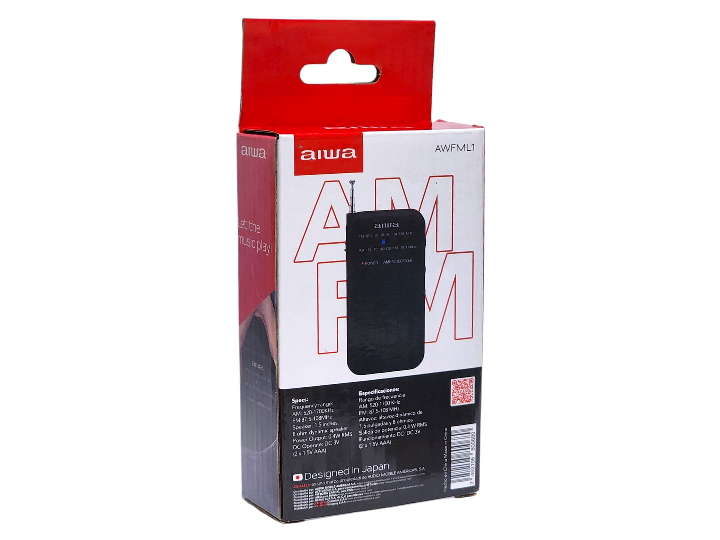 Radio Portátil Aiwa AM/FM a Pilas AWFML1 3