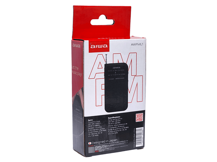 Radio Portátil Aiwa AM/FM a Pilas AWFML1 3
