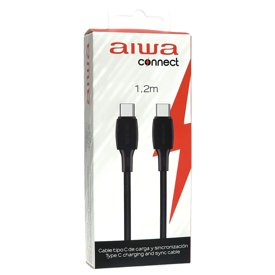 Cable Aiwa USB Tipo C a Tipo C 1.2m AWCS1CC4B 1