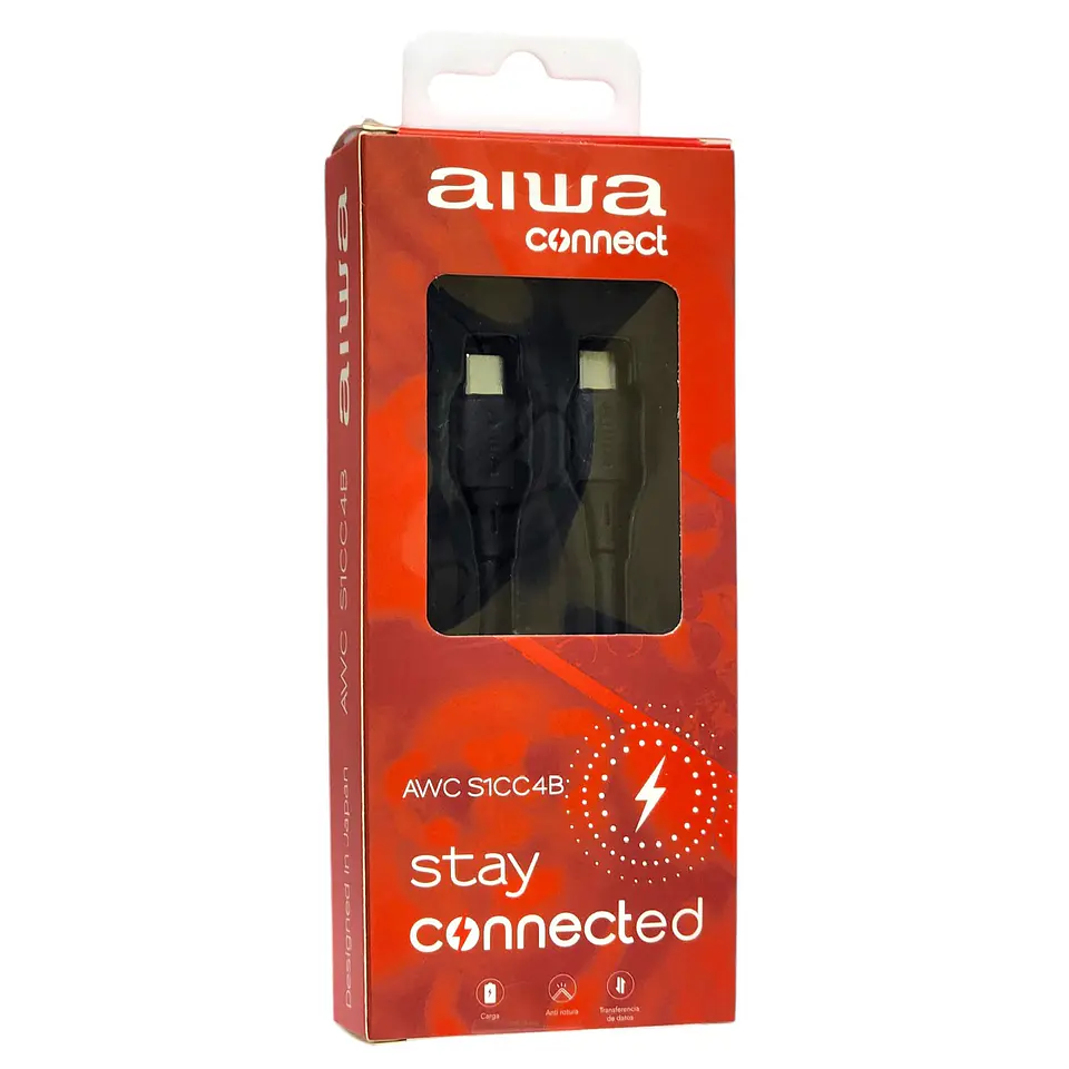 Cable Aiwa USB Tipo C a Tipo C 1.2m AWCS1CC4B 2