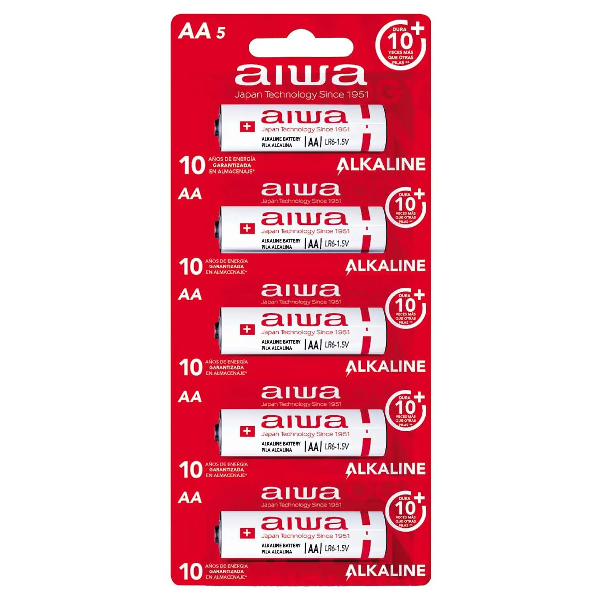 Pack 5 Pilas Alcalinas AA Aiwa LR6 Tira 2