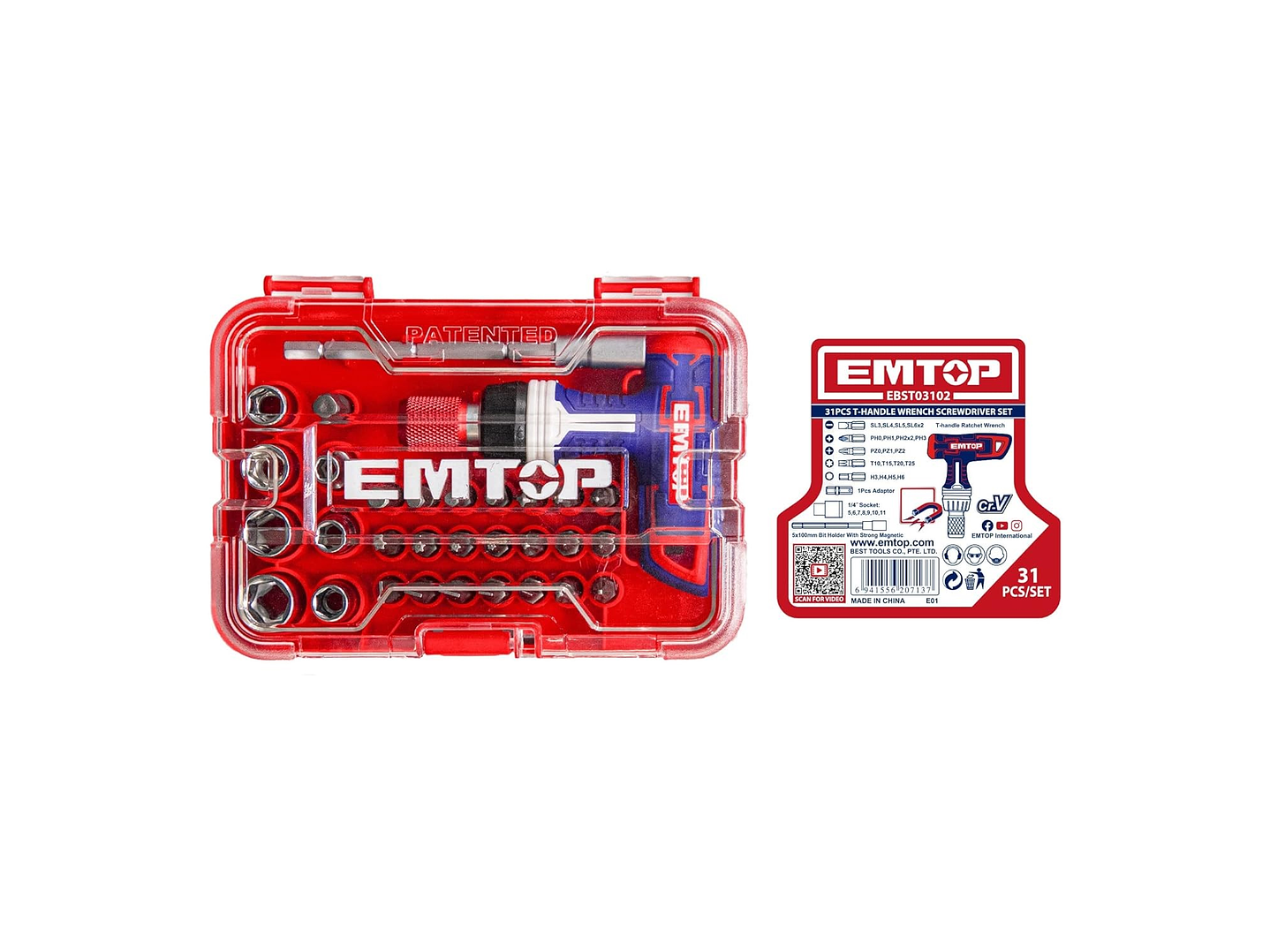 Set de 31 Piezas de Llaves con Mango en T EMTOP EBST03102 6
