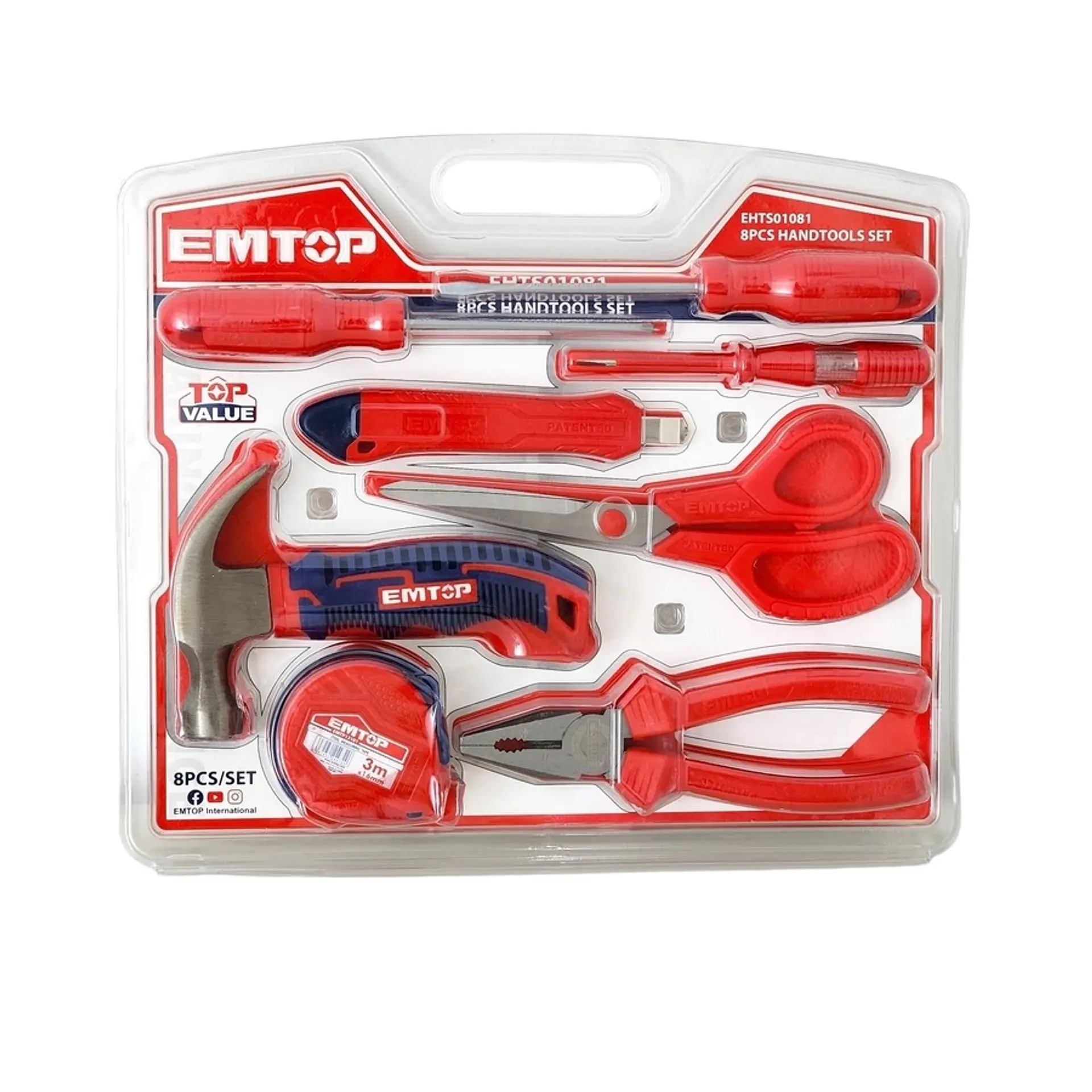 Pack de 8 Herramientas Manuales EHTS01080 EMTOP 1