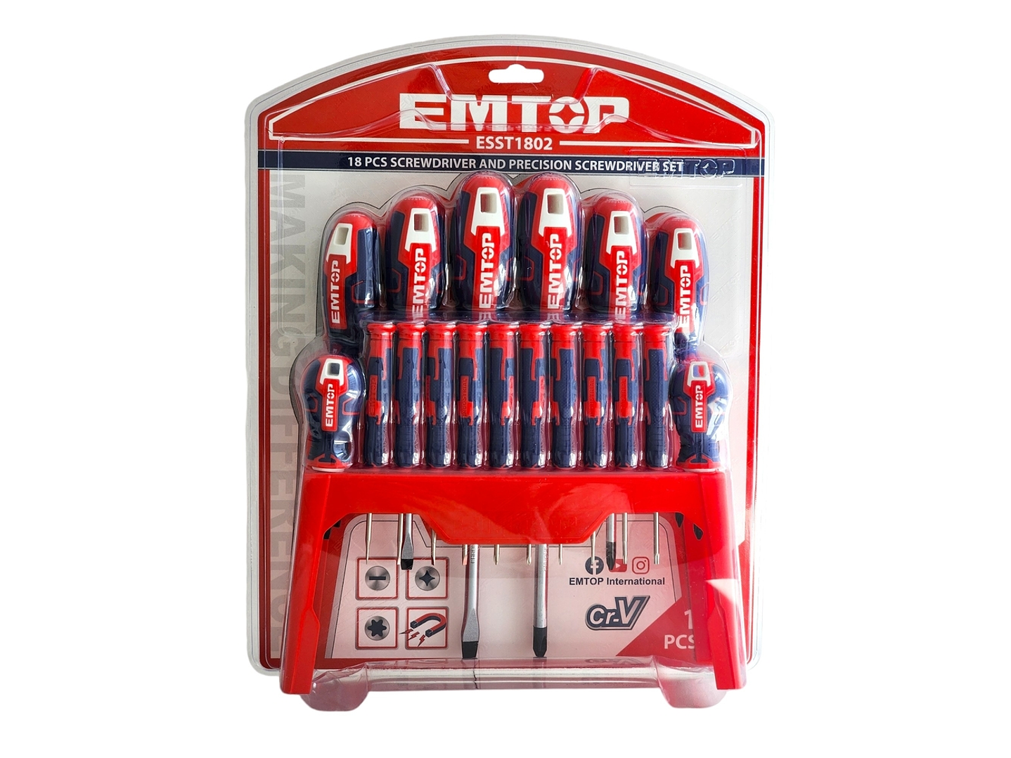 Pack 18 Destornilladores ESST1802 EMTOP 1
