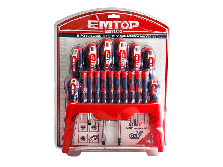 Pack 18 Destornilladores ESST1802 EMTOP 1