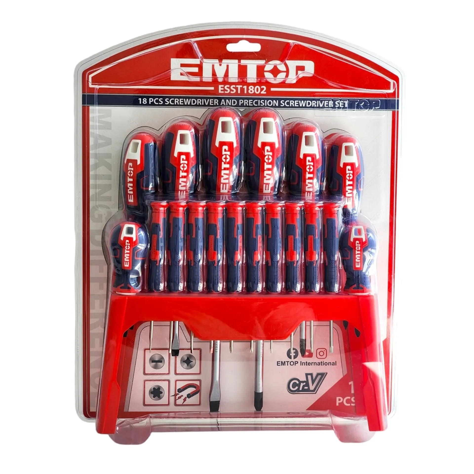 Pack 18 Destornilladores ESST1802 EMTOP 1