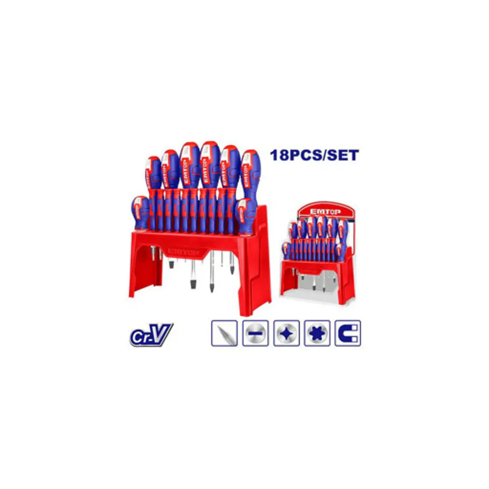 Pack 18 Destornilladores ESST1802 EMTOP 3