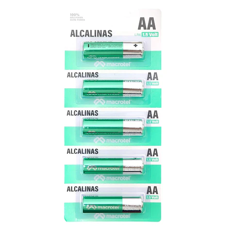 Pack 5 Pilas Alcalinas AA Prepicadas 1.5 Volt Macrotel
