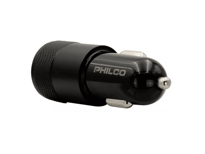 Cargador de Auto USB de 2 Puertos Philco FLP2552B Negro 1