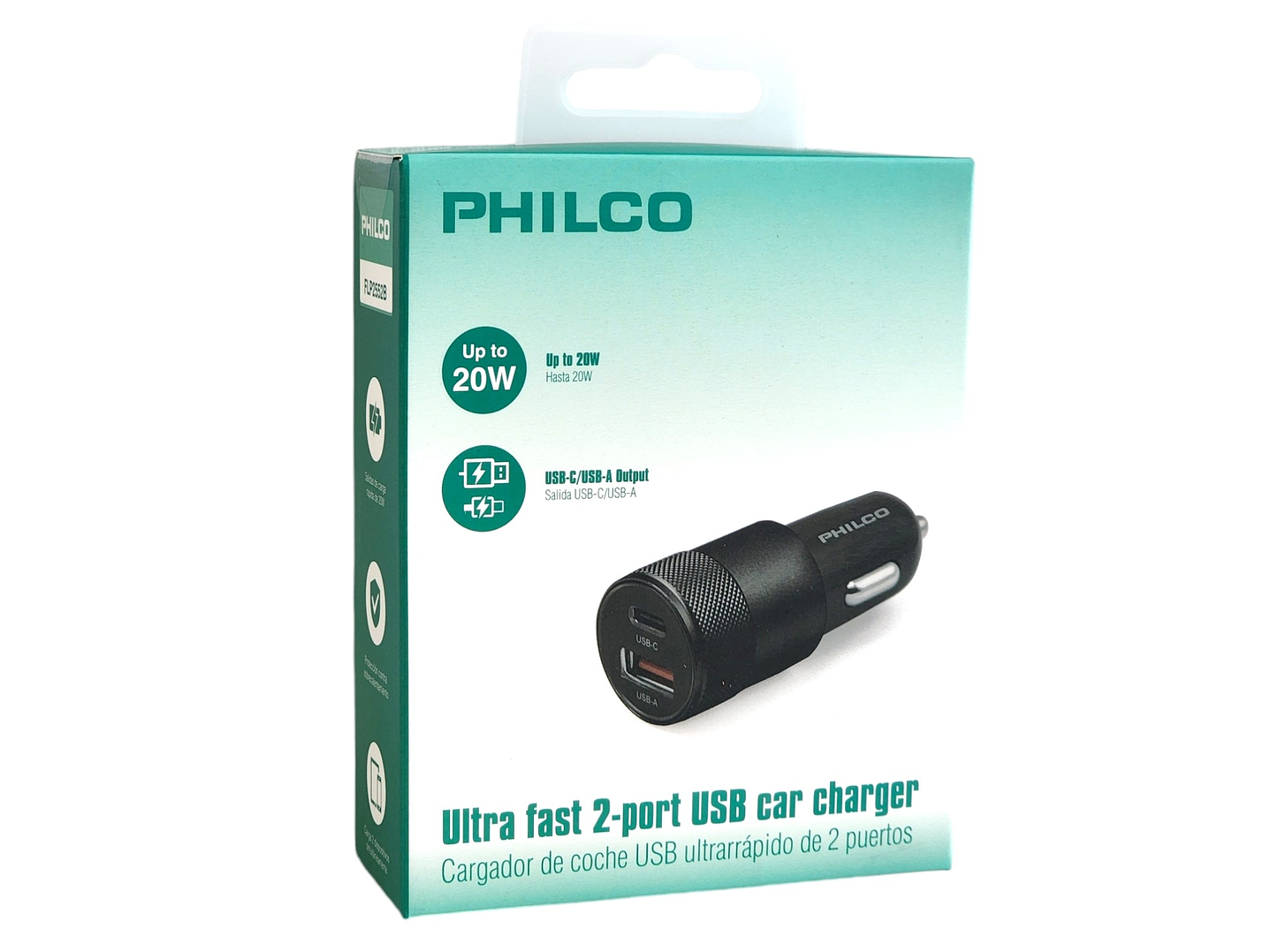 Cargador de Auto USB de 2 Puertos Philco FLP2552B Negro 5
