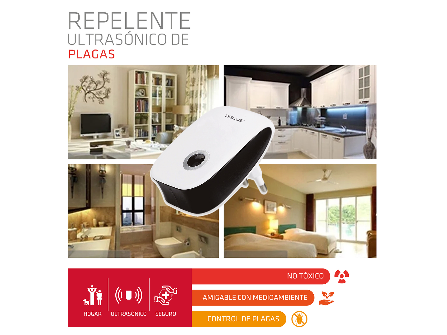 Repelente Ultrasónico de Plagas Dblue DBREM48 6