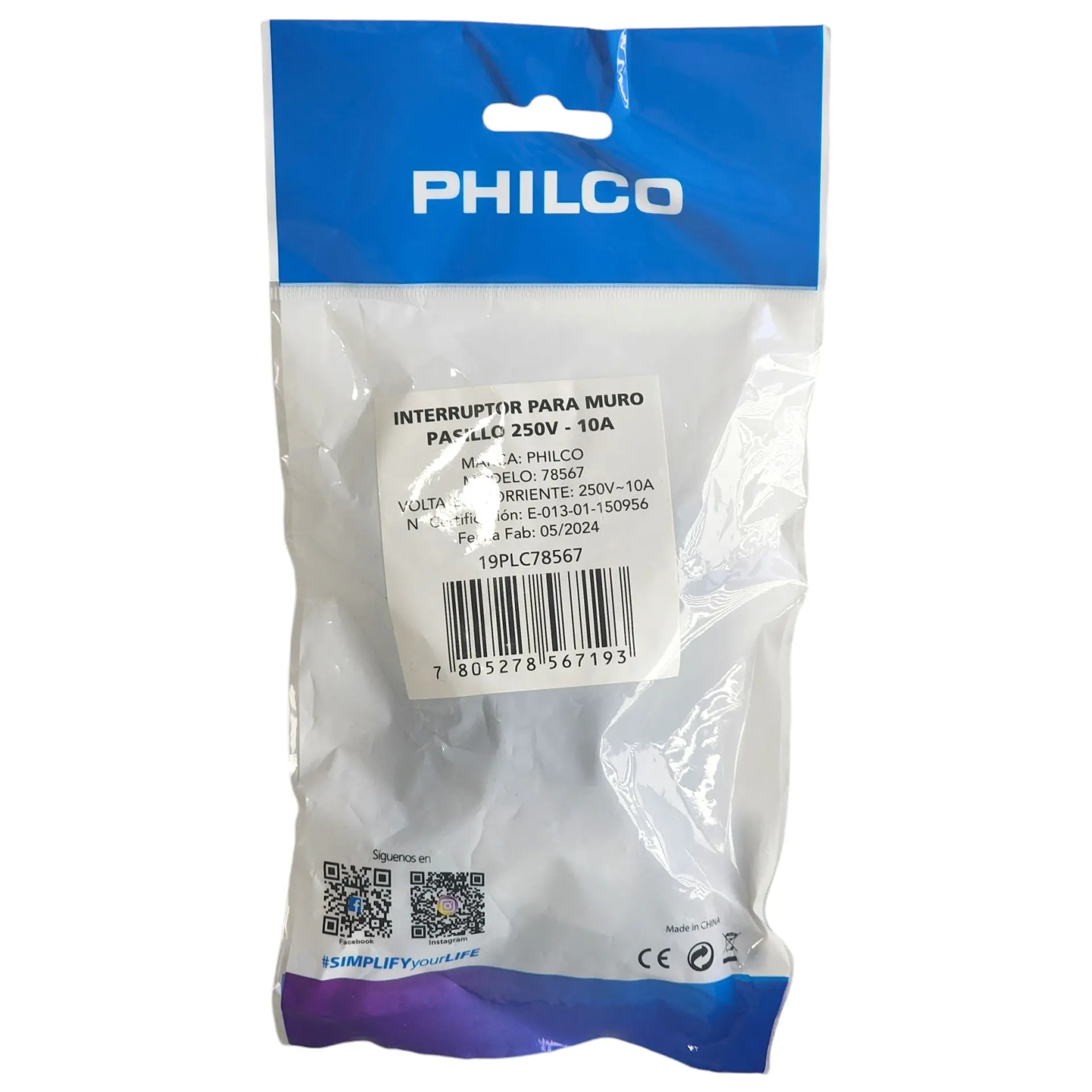 Interruptor Conmutador Escala o Pasillo Philco (9/24) Blanco 3