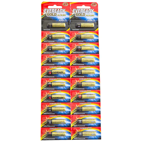 Pack 20 Pilas Eveready AAA Alcalina Tira Prepicada