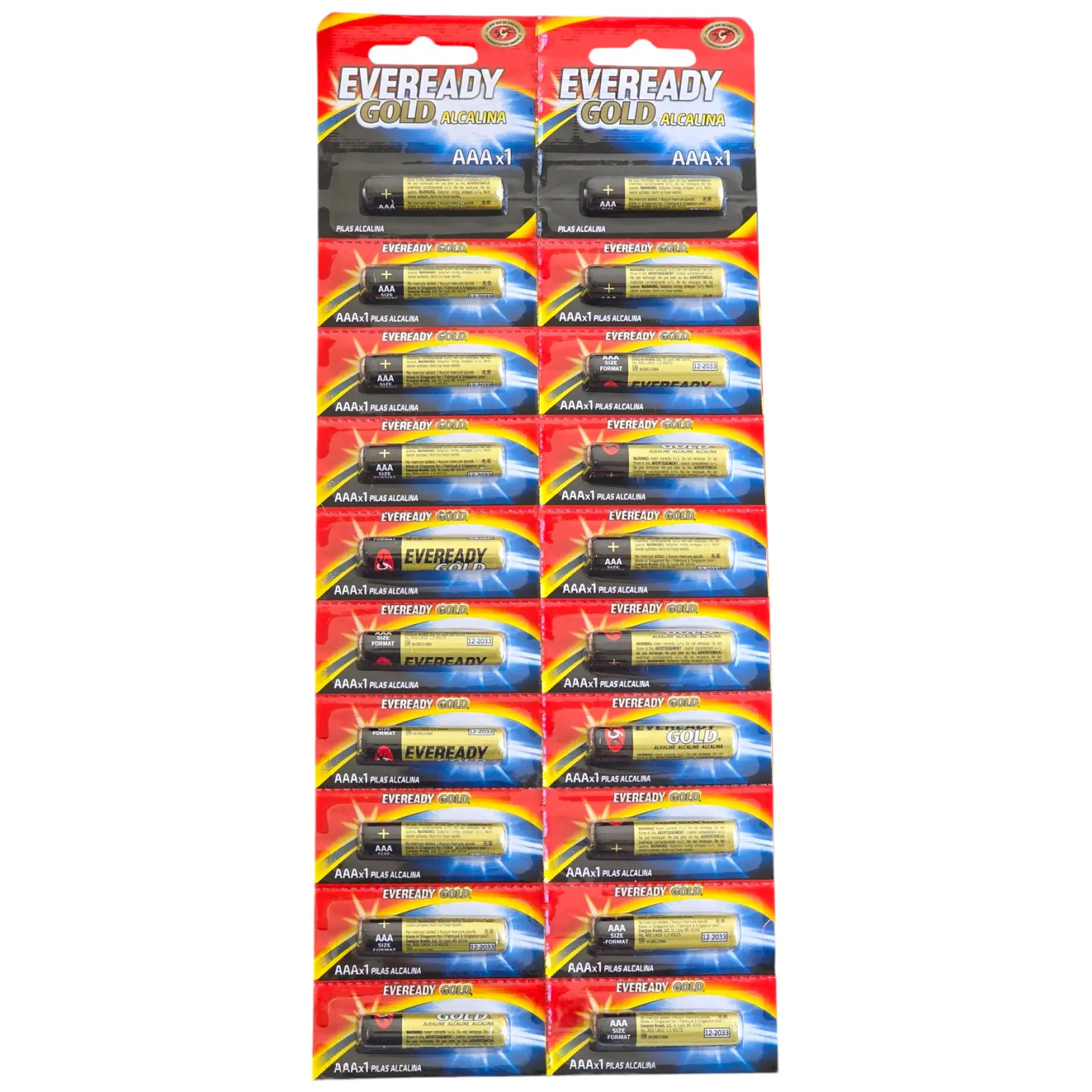 Pack 20 Pilas Eveready AAA Alcalina Tira Prepicada 1