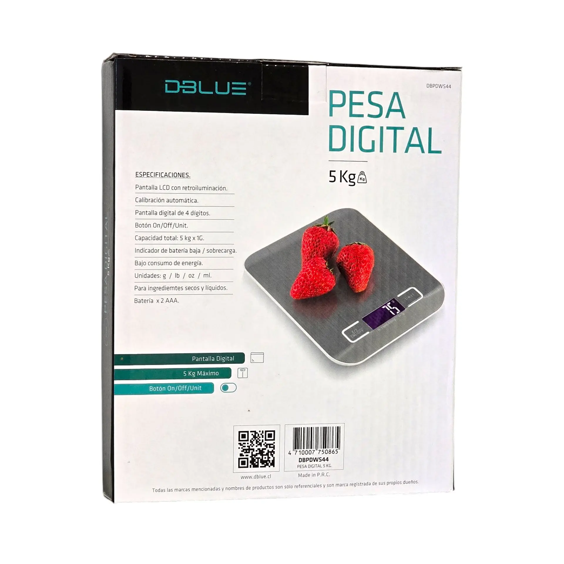 Pesa Balanza Digital Cocina Acero Dblue 5kg DBPDWS44 5