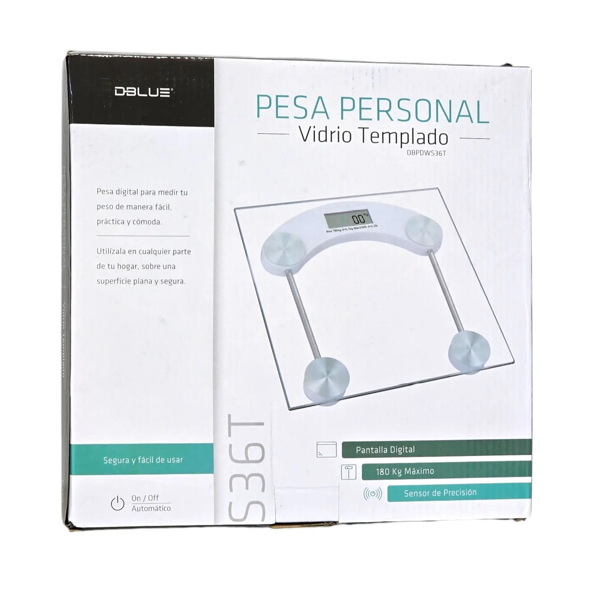 Balanza Digital de Baño Vidrio Templado Dblue Cuadrada 5