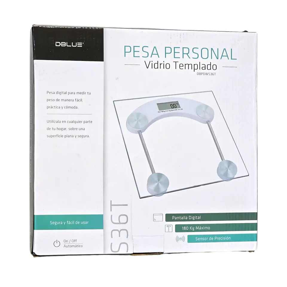 Balanza Digital de Baño Vidrio Templado Dblue Cuadrada 5