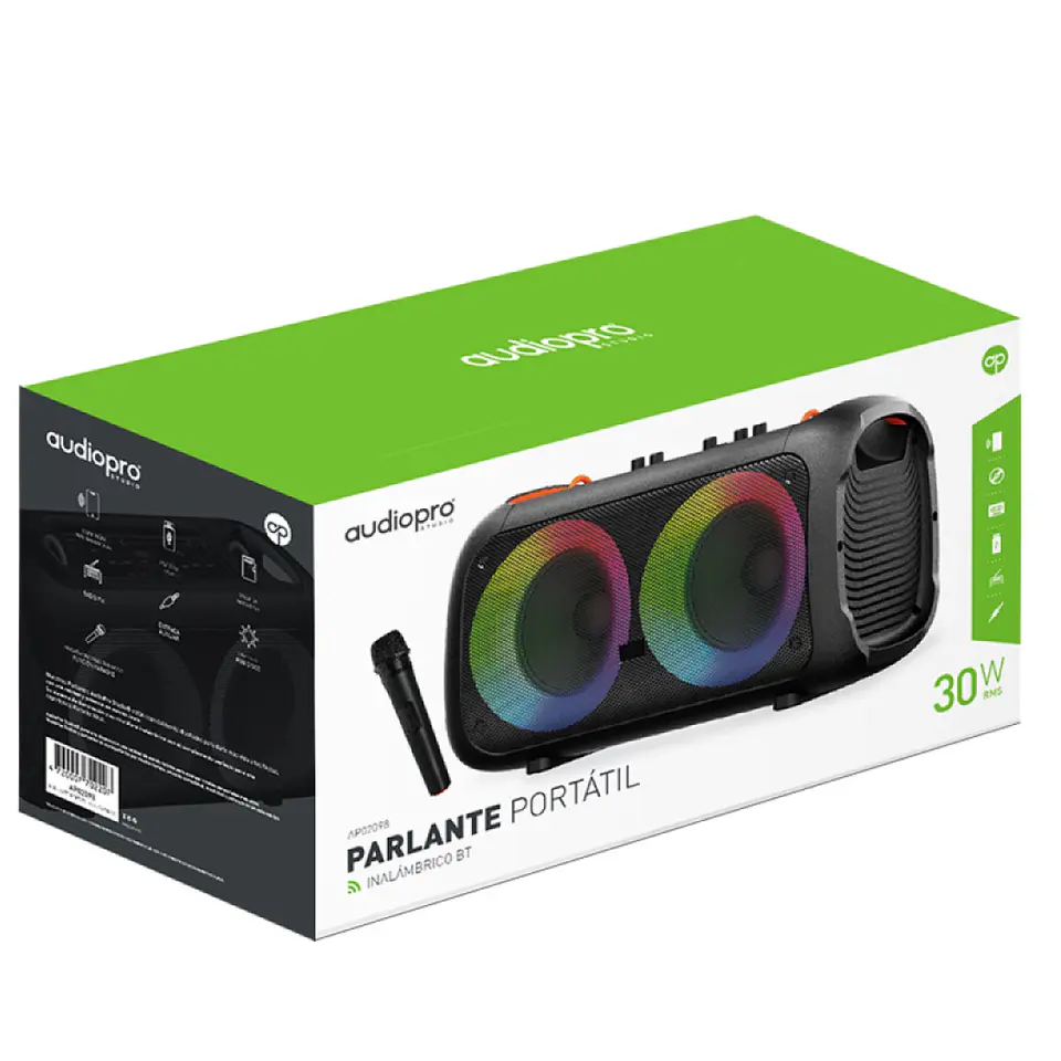 Parlante Karaoke BT Con Control De Bajos Rgb AP02098 8