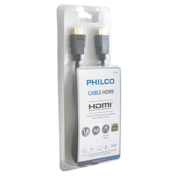 Cable HDMI 1.8mts Philco Full HD v1.4