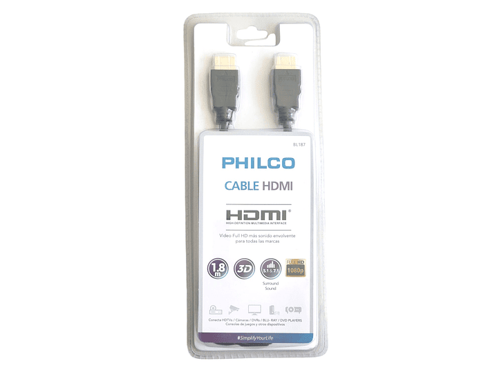 Cable Hdmi 1.8mts Philco Full HD v1.4 2