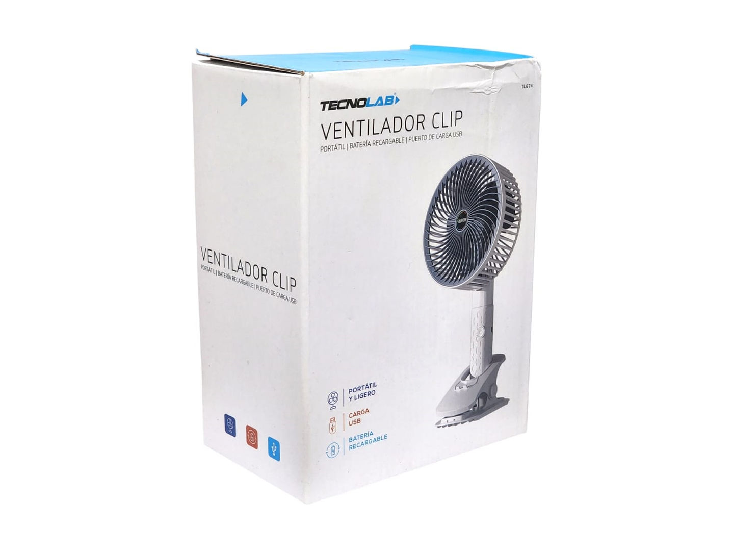 Ventilador Clip Portátil Recargable Tecnolab TL674 10