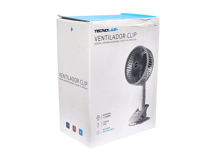 Ventilador Clip Portátil Recargable Tecnolab TL674 10