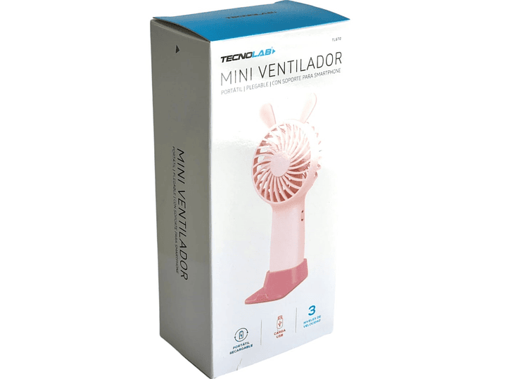 Mini Ventilador Portátil Recargable Rosa TL672P 6
