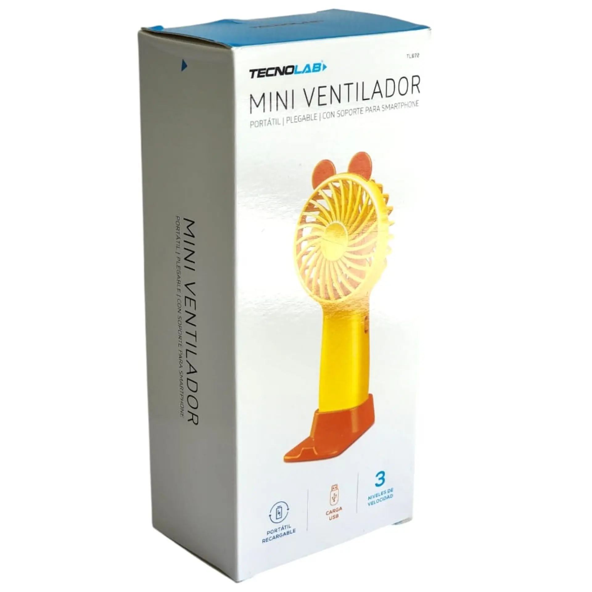 Mini Ventilador Portátil Recargable Tecnolab Amarillo TL672O 6