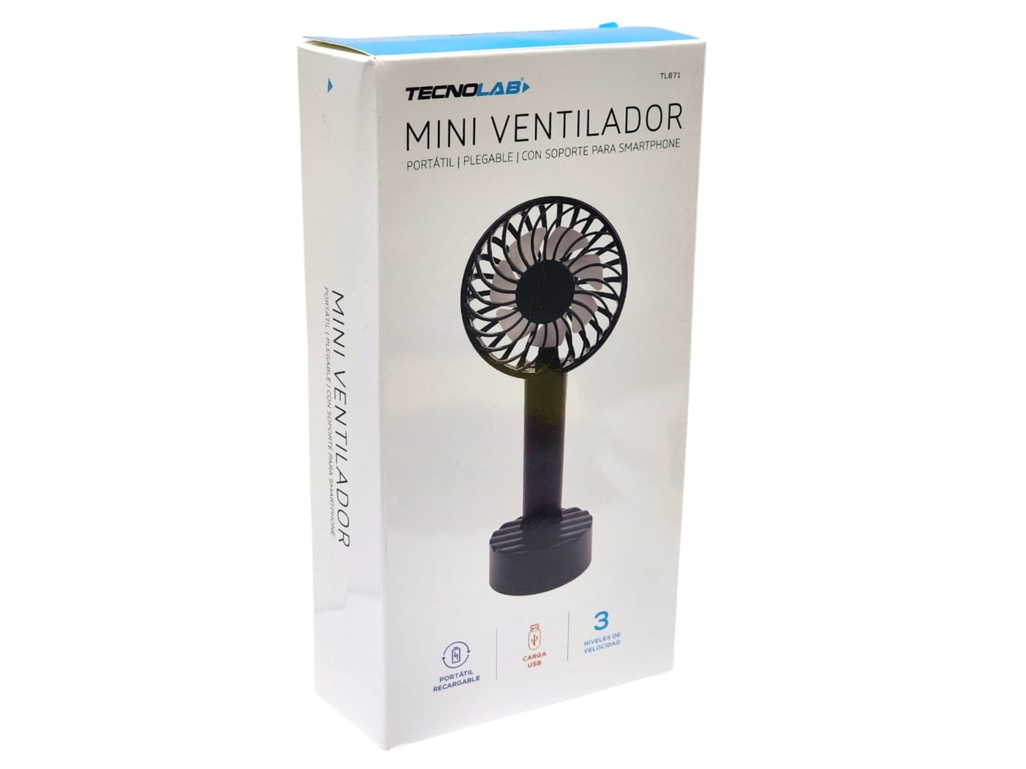 Ventilador Recargable Portátil Base Tecnolab Negro TL671BK 5
