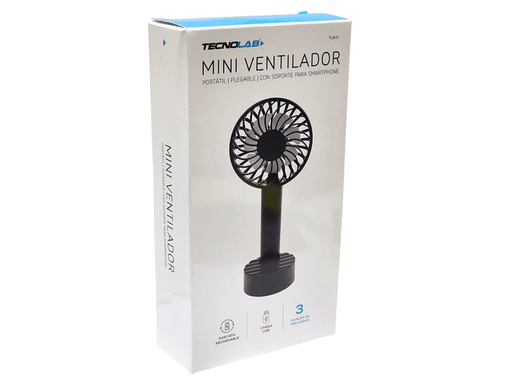Ventilador Recargable Portátil Base Tecnolab Negro TL671BK 5