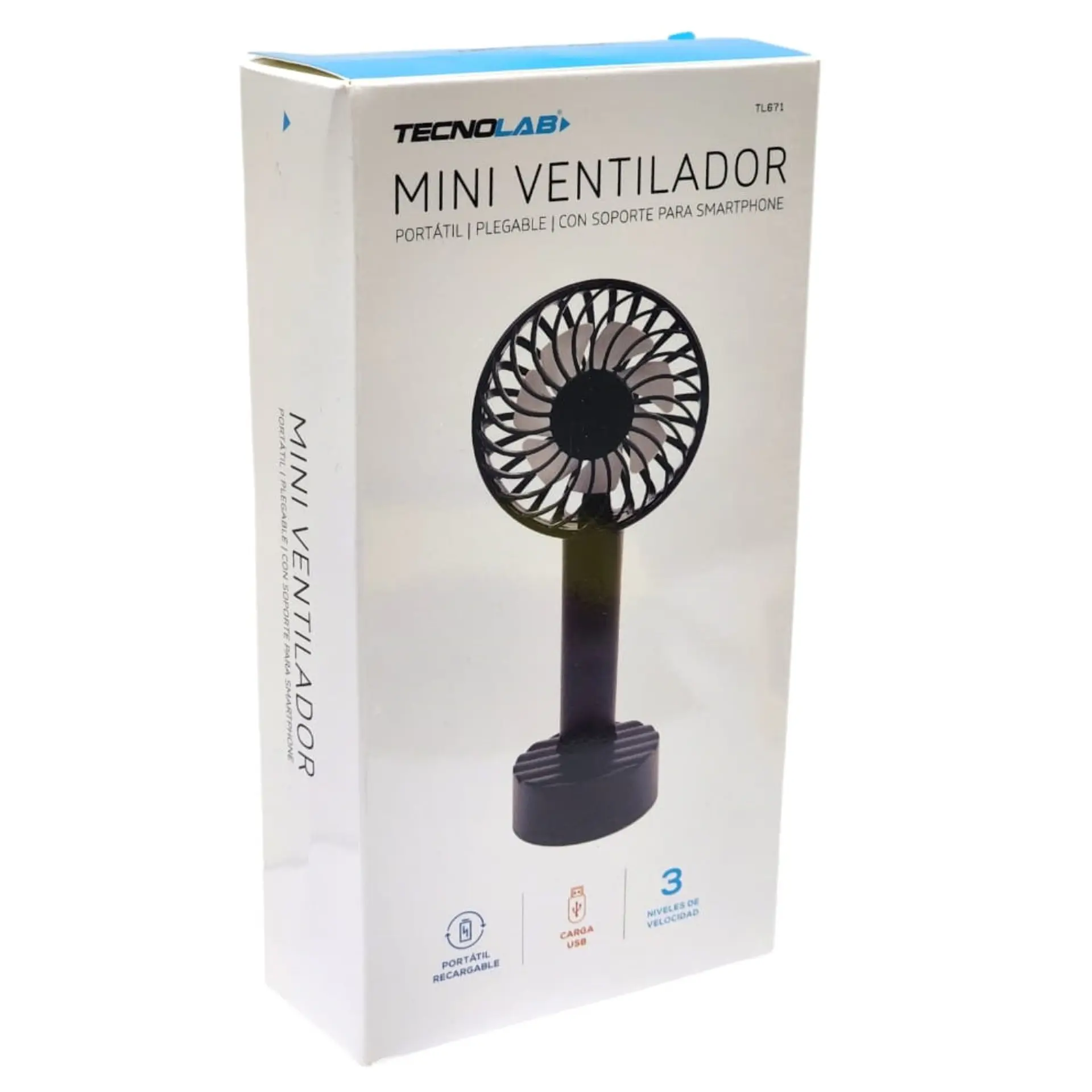 Ventilador Recargable Portátil Base Tecnolab Negro TL671BK 5