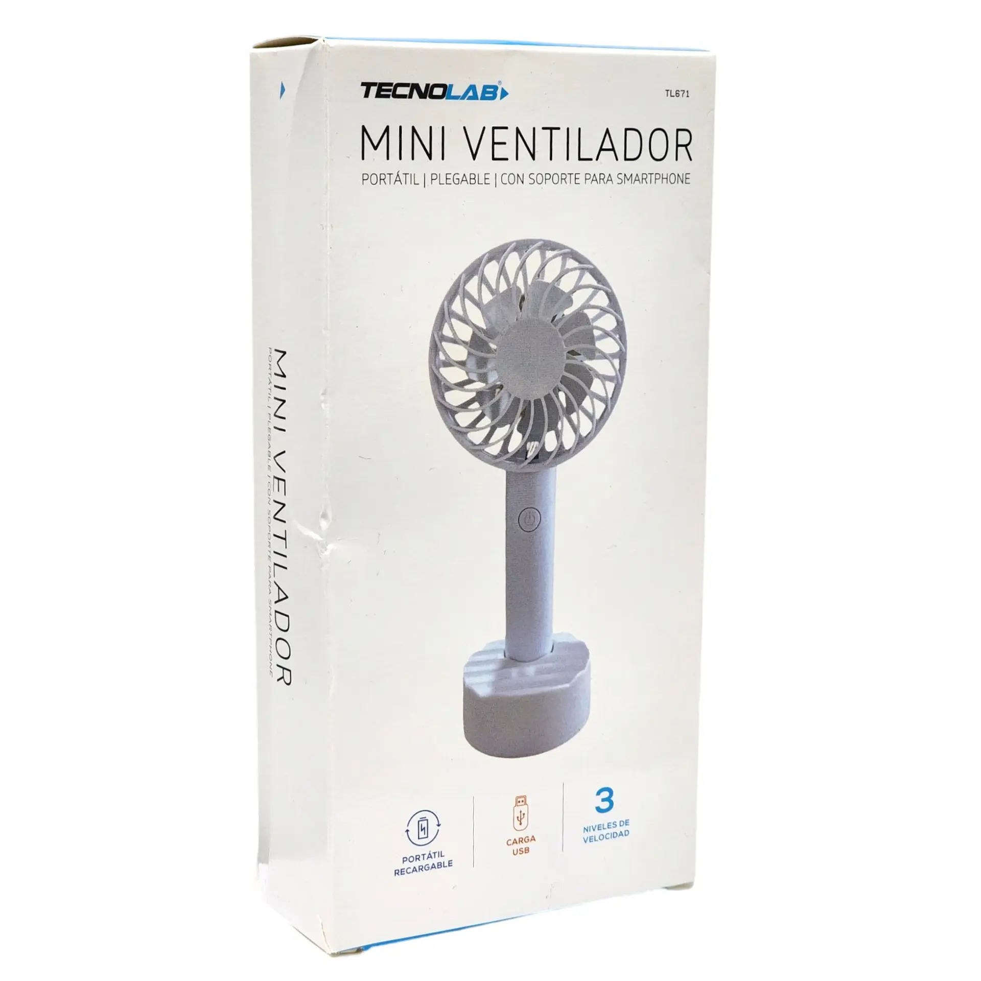 Ventilador Recargable Portátil Base Tecnolab Blanco TL671 4