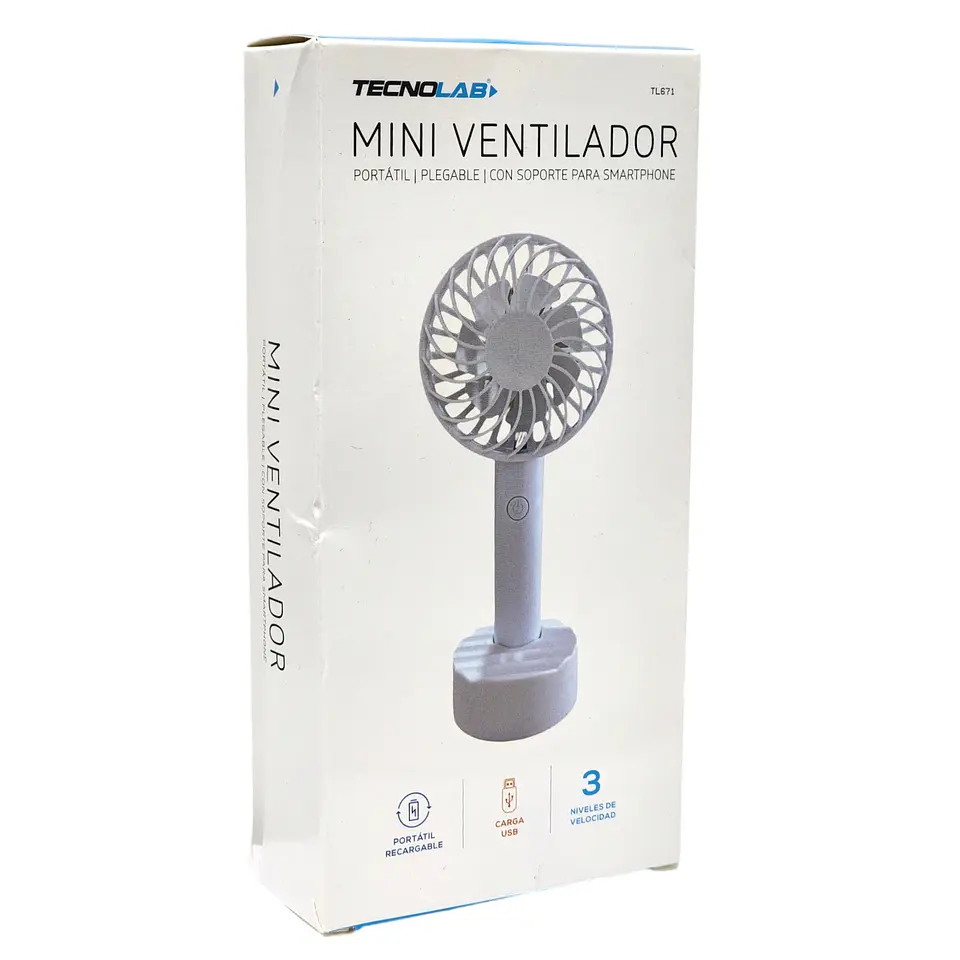 Ventilador Recargable Portátil Base Tecnolab Blanco TL671 4