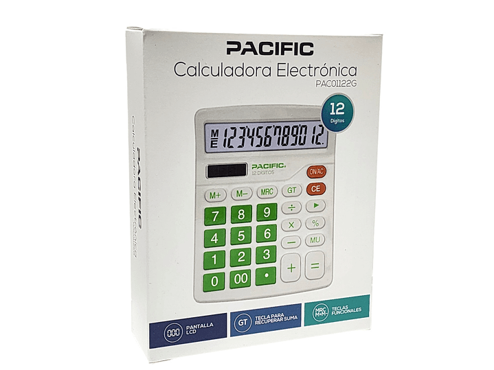 Calculadora Electrónica Pacific 12 dig PAC01122G Verde 4