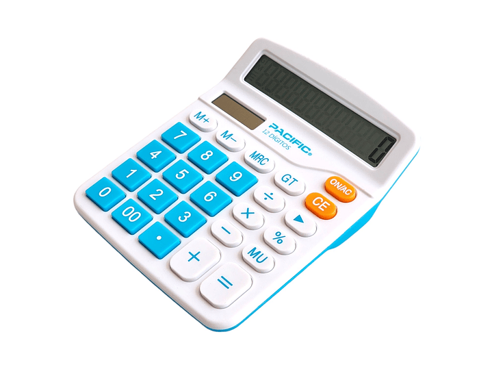 Calculadora Electrónica Pacific 12 dig PAC01122LB Celeste 1