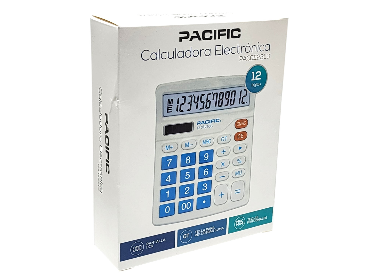 Calculadora Electrónica Pacific 12 dig PAC01122LB Celeste 4