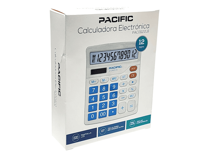 Calculadora Electrónica Pacific 12 dig PAC01122LB Celeste 4
