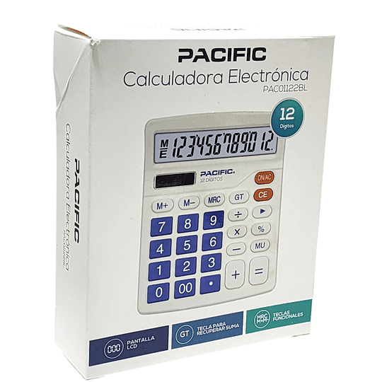 Calculadora Electrónica Pacific 12 dig PAC01122BL Azul